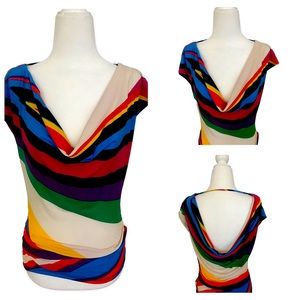 Multicolored Cowl Blouse
